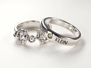 ∇花∇フランス【ミッシェルクラン/MICHEL KLEIN】 シルバーリング 指輪2点セット 13号 SILVER925・MK刻印 カラーストーンあり