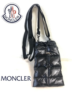 モンクレール小物入れポーチMONCLERケース/ポシェット携帯ケース黒スマホ入れワッペンわっぺんサコッシュ眼鏡ショルダー/メガネケース1