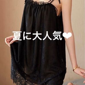 セクシーランジェリー ナイトウェア スリップ キャミソール レースベビードール セクシーキャミ ベビードール ブラック(1509)