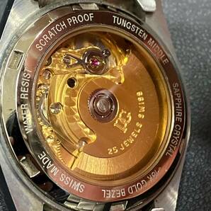 #3658 稼働 ピエールギルソン 18K GOLDベゼル 石付 デイト AT/自動巻 メンズ腕時計 リューズ不良の画像4