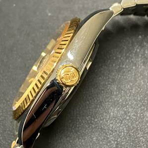 #3658 稼働 ピエールギルソン 18K GOLDベゼル 石付 デイト AT/自動巻 メンズ腕時計 リューズ不良の画像3