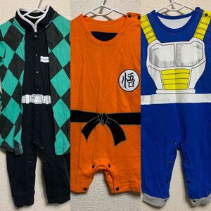 アニメキャラクター服 90サイズ 3枚セット ロンパース