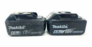 通電品 【マキタ /Makita】 純正 リチウムイオン バッテリー　BL1860B 6.0Ah 18V　2個セット 本体のみ現状品