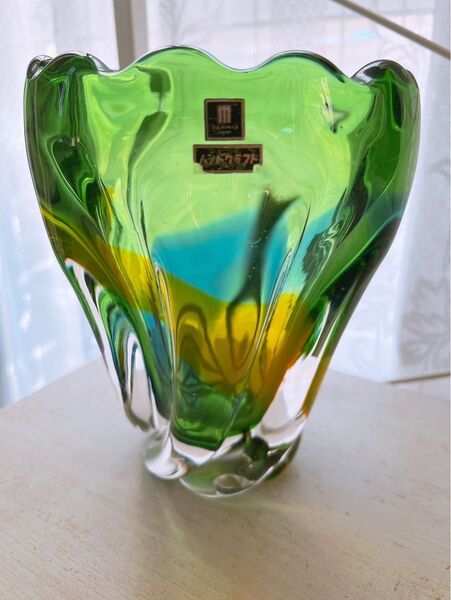 【マルテイ グラス】マルティ グラス エメラルド フラワーベース ハンドメイド 花瓶 ガラス