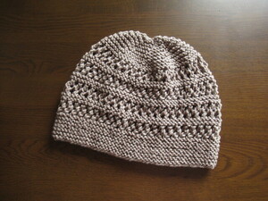 *mippi* hand-knitted hat cotton wool easy size natural cocoa hand made 