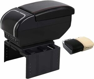 ブラック zmayastar アームレスト コンソールボックス 車 多機能 汎用型 USBポート付き 車用収納ボックス 内装 車肘