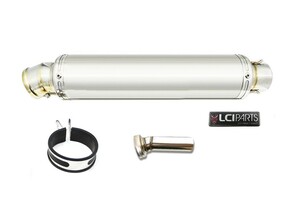 汎用　LCIPARTS　ラウンドステンレスマフラー　差込径52.0mm