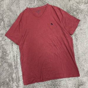 Abercrombie & Fitch アバクロ Tシャツ 半袖カットソー Vネック サイズXXL レッド 赤 メンズ トップス 最落なし （O19）の画像1