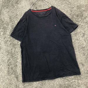 Tommy Hilfiger トミーヒルフィガー 半袖Tシャツ 半袖カットソー サイズM ネイビー 紺色 ワンポイント メンズ トップス 最落なし （P19）