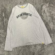 QUICK silver クイックシルバー 長袖Tシャツ 長袖カットソー ロンT サイズM グレー プリント コットン メンズ トップス 最落なし （R19）_画像1