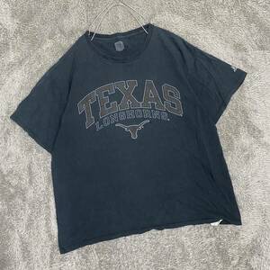 US古着 RUSSELL ラッセル TEXAS テキサス Tシャツ 半袖カットソー ブラック 黒 メンズ トップス 最落なし （U19）