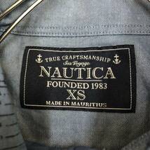 NAUTICA ノーティカ 総柄シャツ 長袖シャツ サイズXS ブルー 青 ボタンダウン コットン 刺繍ロゴ メンズ トップス 最落なし （T19）_画像6