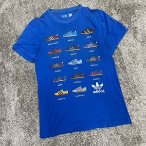 adidas アディダス Tシャツ 半袖カットソー サイズM ブルー 青 メンズ トップス 最落なし （U19）