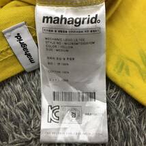 mahagrid マハグリッド 長袖Tシャツ ロンT 長袖カットソー サイズM イエロー 黄色 プリントロゴ コットン メンズ トップス 最落なし（U19）_画像7