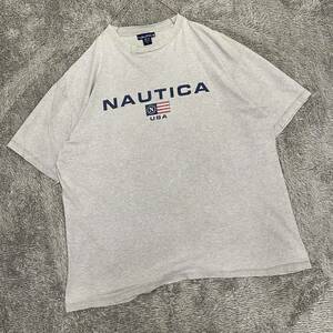 NAUTICA ノーティカ 90s 90年代 Tシャツ 半袖カットソー サイズXL グレー 灰色 メンズ トップス 最落なし （W19）