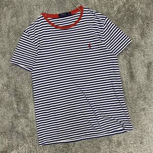 POLO RALPH LAUREN ラルフローレン Tシャツ 半袖カットソー ボーダー サイズS ネイビー 紺色 メンズ トップス 最落なし （W19）