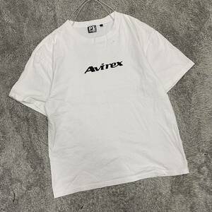 AVIREX アヴィレックス Tシャツ 半袖カットソー サイズL ホワイト 白 メンズ トップス 最落なし （W19）