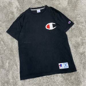 Champion チャンピオン Tシャツ 半袖カットソー ビッグロゴ サイズM ブラック 黒 メンズ トップス 最落なし （B20）