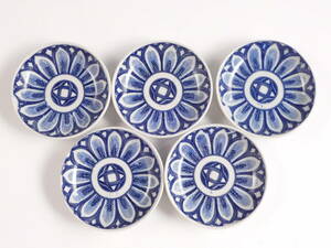 0.0 старый Imari белый фарфор с синим рисунком печать цветок документ тарелка 5 покупатель 11.2cm идеальный товар 62s235