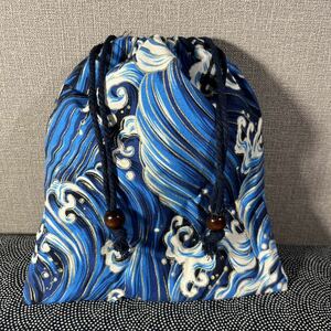  crucian carp vise sphere . storage sack Japanese style blue sea pattern * pouch * bag. storage optimum * travel lodging business trip * thickness .. cloth use *