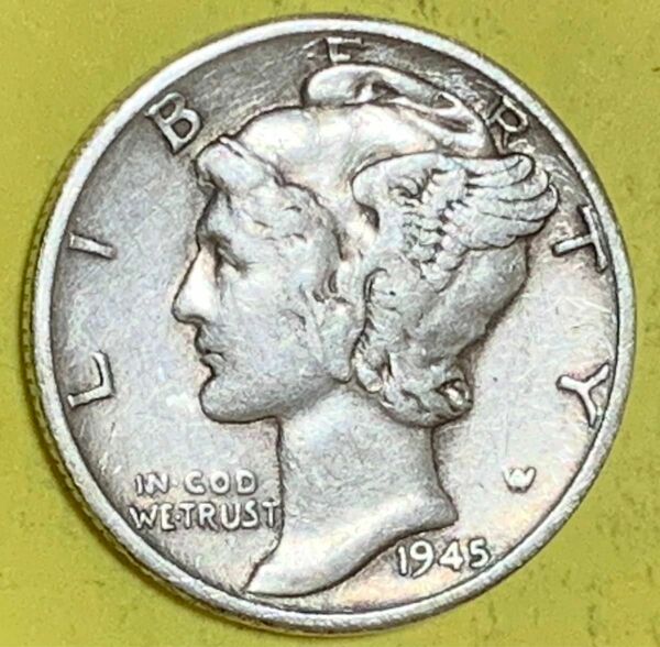 アメリカ リバティコイン　1945年銀貨マーキュリー　アンティーク 硬貨