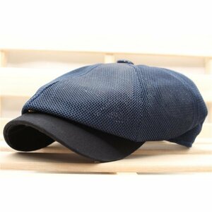 キャスケット帽子 通気 綿ツバ メッシュキャップ ハンチング帽子 56㎝～60㎝ メンズ ・レディース NV 春夏 KC16-2
