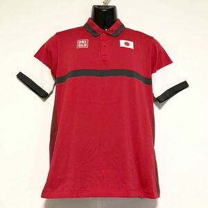  rare *UNIQLO/ Uniqlo * Tokyo Olympic 2020/. woven . model * short sleeves / polo-shirt * hard-to-find / collector / tennis / wear / red /M degree 