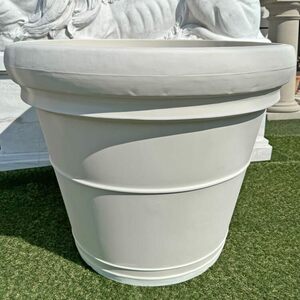 イタリア製デザインプランター ダブルリム 直径85cm 高さ71cm PSE685 大型の鉢 アイボリー フラワーポット 植木鉢 【特別セール品】