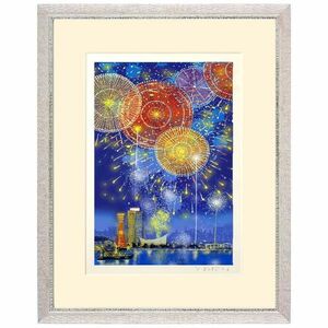 Art hand Auction Kotaro Yoshioka Fireworks Series Kobe Giclee طباعة لوحة مؤطرة منظر طبيعي جديد موقعة حظًا سعيدًا لمهرجان Feng Shui Maritime Fireworks [YK99-SDL], عمل فني, مطبوعات, آحرون