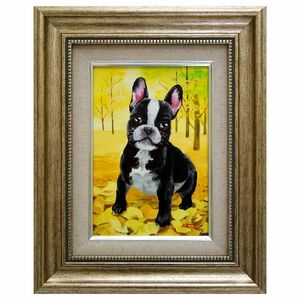 Art hand Auction Oil painting by Anna Takamatsu French Bulldog SM size with frame New Oil painting Hand-painted Animal painting Dog art Brindle Painting Dog painting, Painting, Oil painting, Animal paintings