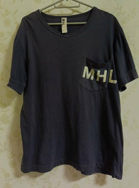 MHL. Tシャツ　マーガレットハウエル　Lサイズ　メンズ 紺　綿100％　送料無料