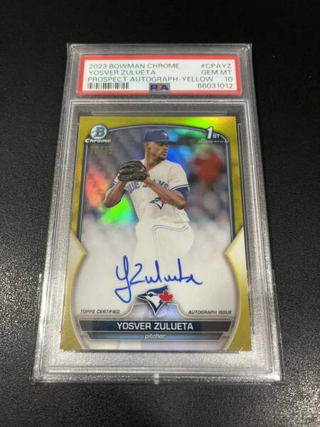 【Yosver Zulueta】【PSA10】1st bowman auto /75 topps yellow refractor