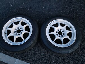 WedsSport TC-05 15インチ 6.5J +38 2本 PCD100 4H シバタイヤTW280 195/55R15付き