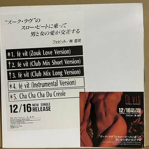 ほぼ新品盤 【12'】 国内プロモ盤　TETSUJI HAYASHI 林哲司 / フェビット fe vit　(Zouk Love Version / Club Mix Short & Long Version) 