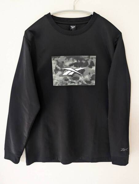【新品】タグつき ☆Reebok リーボック ビックロゴ ジャージ素材トップス メンズ サイズL ブラック 黒 吸収速乾 モイスチャー☆