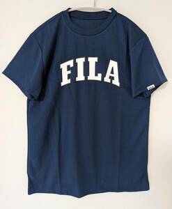 【新品】タグつき ☆FILA　フィラ　メッシュ半袖Tシャツ　ネイビー　メンズ　サイズL　ビッグロゴ　吸水冷感　保湿冷感　UVカット☆