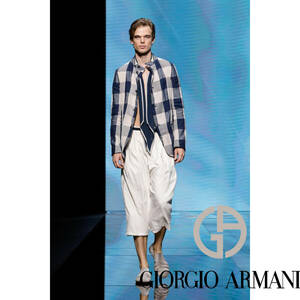  cardigan jacket collection item joru geo Armani GIORGIO ARMANI luxurious linen jacket L size 50 size check pattern 