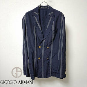 ランウェイコレクション ジョルジオアルマーニ 春夏ダブルジャケット GIORGIO ARMANI 金ボタン ネイビー色 48サイズ Mサイズ