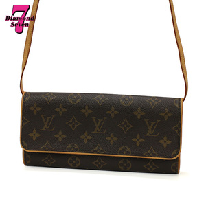 【中古】【美品】 LOUIS VUITTON モノグラム ポシェットツインGM M51852 ショルダーバッグ ブラウン レディース