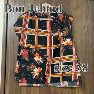 【春夏秋用】ブージュルード Bou Jeloud 花柄ブラウス ノースリーブ 38