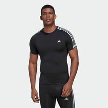 ●送料390円可能商品 アディダス ADIDAS 新品 メンズ テックフィット スリーストライプス ストレッチ 半袖 Tシャツ[HD3525-L] 三 弐★QWER_画像1