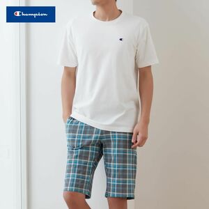 * Champion Champion new goods men's check short sleeves half pants top and bottom set suit room wear M size [SETOM3133031N-M]..*QWER*