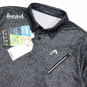 ●送料390円可能商品 ヘッド ゴルフ HEAD GOLF 新品 メンズ 吸水速乾 抗菌防臭 半袖 ポロシャツ 濃灰 XL [1232116C2H-14-LL]一 三 参★QWER