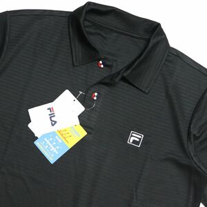 ●送料390円可能商品 フィラ FILA 新品 メンズ 吸水速乾 UVCUT スポーツ 半袖 ポロシャツ 黒 Mサイズ [414343-BK-M]一 三 壱★QWER