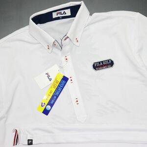 ●送料390円可能商品 フィラ ゴルフ FILA GOLF 新品 メンズ 速乾 半袖 ボタンダウン ポロシャツ 白 [748667-WT-3L]一 三 参★QWER QQAA-56