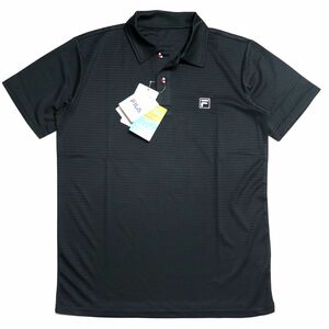 ●送料390円可能商品 フィラ FILA 新品 メンズ 吸水速乾 UVCUT スポーツ 半袖 ポロシャツ 黒 Lサイズ [414343-BK-L]一 三 弐★QWER