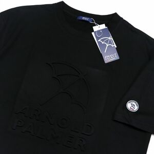 ●送料390円可能商品 アーノルドパーマー ARNOLD PALMER 新品 メンズ ビッグロゴ エンボス 半袖 Tシャツ 黒 [6091817-06-LL]一 三 参★QWER