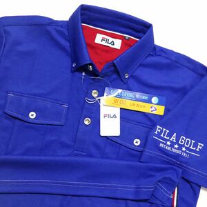 ●送料390円可能商品 フィラ ゴルフ FILA GOLF 新品 メンズ 吸汗速乾 半袖 ボタンダウン ポロシャツ[749669G-BL-M]一 三 壱★QWER QQAA-59