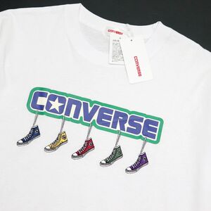 ●送料390円可能商品 コンバース CONVERSE 新品 メンズ スニーカー オーバーサイズ 半袖 Tシャツ 白 M [32736513-09-M] 一 三 壱★QWER★