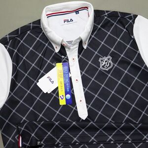 ●送料390円可能商品 フィラ ゴルフ FILA GOLF 新品 メンズ 吸汗速乾 半袖 ボタンダウン ポロシャツ 黒 M [749670GBK1N-M]一 三 壱★QWER